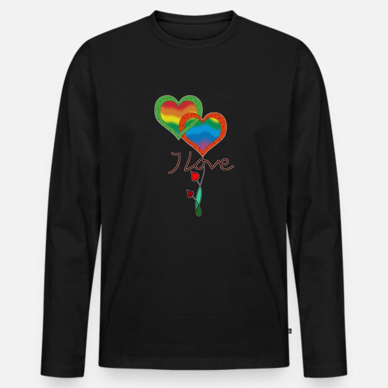 Herz - Männer Premium Bio Langarmshirt - Schwarz