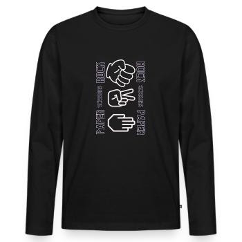 Entscheidungsspiel Stein, Schere und Papier - Männer Premium Bio Langarmshirt - Schwarz - Vorne - Nico (187cm)