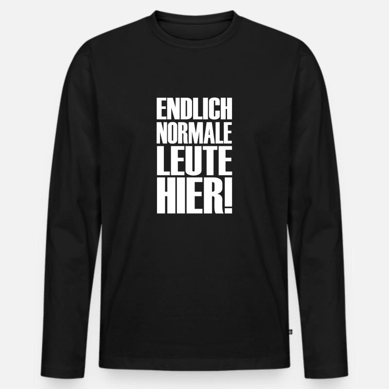 Endlich normale Leute hier! - Männer Premium Bio Langarmshirt - Schwarz