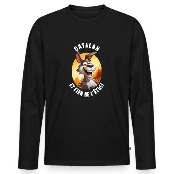 Catalan et fier de l'être - T-shirt manches longues Premium bio Homme - noir - Devant - Nico (187cm)
