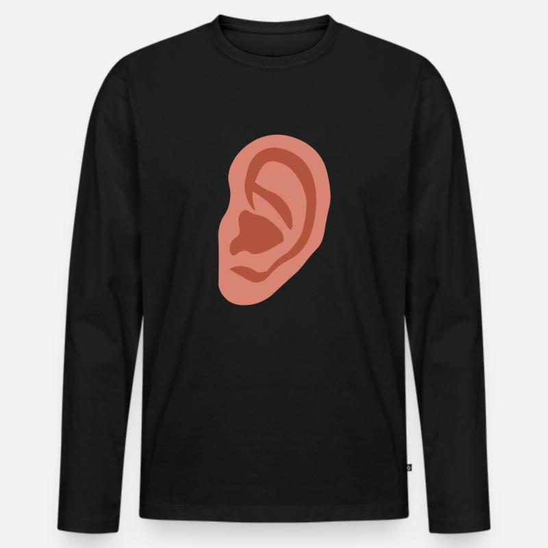 Großes Ohr - Männer Premium Bio Langarmshirt - Schwarz