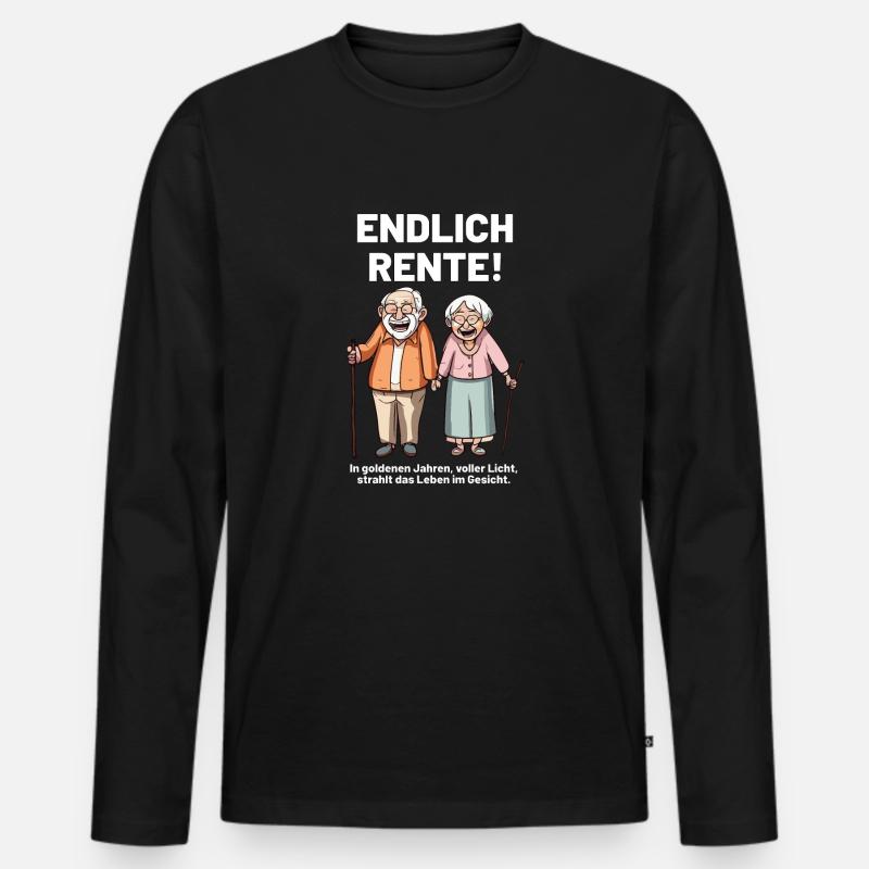Endlich Rente Spruch - Männer Premium Bio Langarmshirt - Schwarz