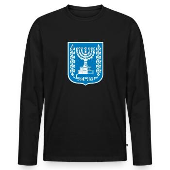 Menorah The Seven-Branched Candlestick, Israel Judaism - Men's Premium Organic Long Sleeve Shirt - black - Front - Nico (187cm)