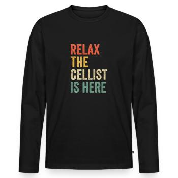 Cello Streichquartett Cellist Violoncello Musiker - Männer Premium Bio Langarmshirt - Schwarz - Vorne - Nico (187cm)