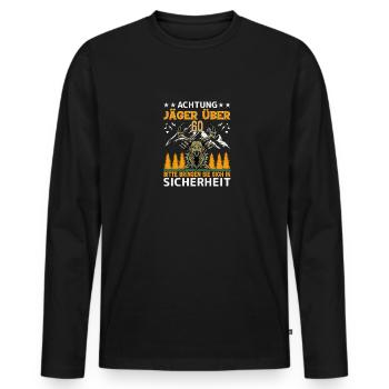 Jäger 60. Geburtstag Geschenk - Männer Premium Bio Langarmshirt - Schwarz - Vorne - Nico (187cm)