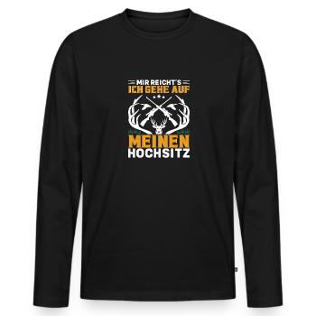 Mir reichts ich gehe auf meinen Hochsitz Jäger - Männer Premium Bio Langarmshirt - Schwarz - Vorne - Nico (187cm)