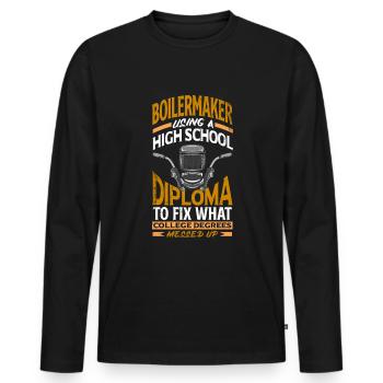 Citation de chaudronnier - T-shirt manches longues Premium bio Homme - noir - Devant - Nico (187cm)