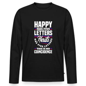 Haïti Haïti Haïti Drapeau Drôle - T-shirt manches longues Premium bio Homme - noir - Devant - Nico (187cm)