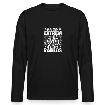 Ich bin selten Radlos Radfahrer - Männer Premium Bio Langarmshirt - Schwarz - Vorne - Nico (187cm)