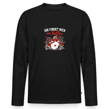 Ihr findet mich im Keller Schlagzeug - Männer Premium Bio Langarmshirt - Schwarz - Vorne - Nico (187cm)
