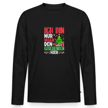 Weihnachtsmarkt und Weihnachtsfeier Outfit lustig - Männer Premium Bio Langarmshirt - Schwarz - Vorne - Nico (187cm)