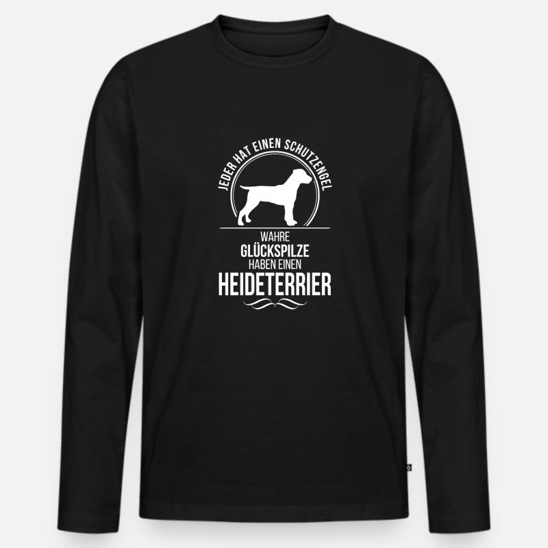 HEIDETERRIER Schutzengel Hunde Spruch Wilsigns - Männer Premium Bio Langarmshirt - Schwarz
