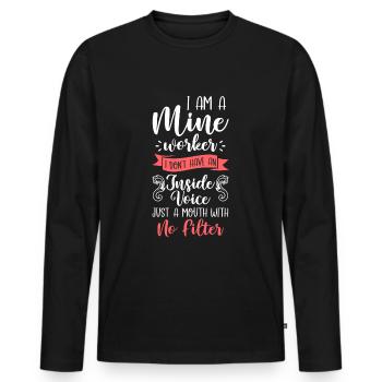 Coal Shovel Pickaxe Shaft - Men's Premium Organic Long Sleeve Shirt - black - Front - Nico (187cm)