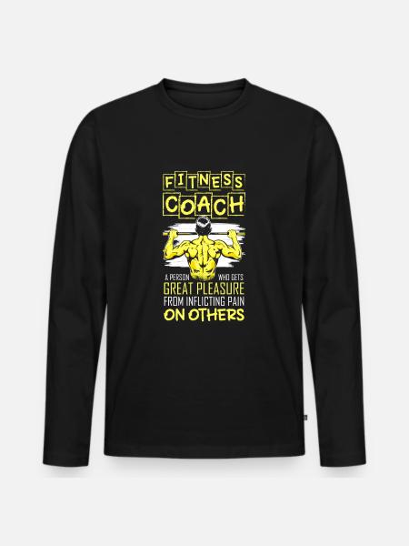 Fitness Trainer Bench Press - Men's Premium Organic Long Sleeve Shirt - black