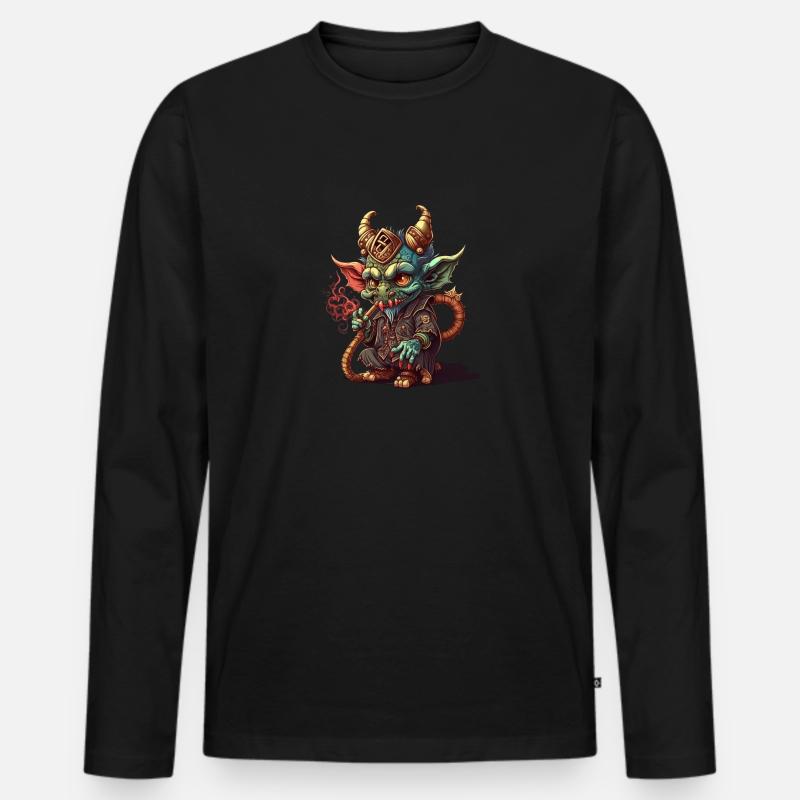 Kobold - Männer Premium Bio Langarmshirt - Schwarz