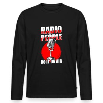 Moderator Ansager Hobby Retro - Männer Premium Bio Langarmshirt - Schwarz - Vorne - Nico (187cm)