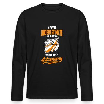 Stars Planet Voyage dans l’espace - T-shirt manches longues Premium bio Homme - noir - Devant - Nico (187cm)