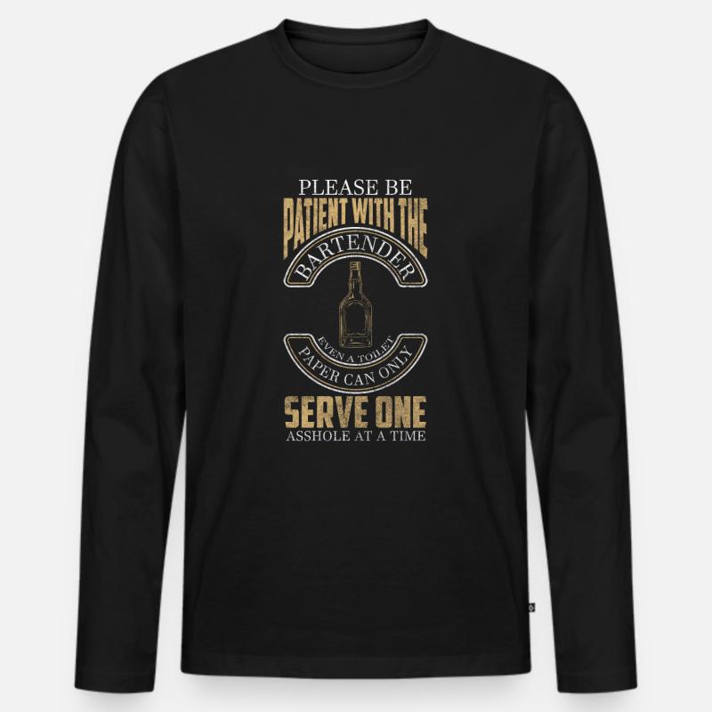Barkeeper Alkohol Getränk Trinkgeld - Männer Premium Bio Langarmshirt - Schwarz