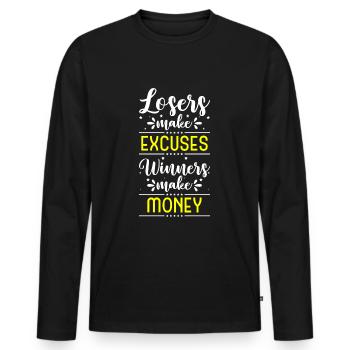 Argent Prospérité Dollar Motivation - T-shirt manches longues Premium bio Homme - noir - Devant - Nico (187cm)