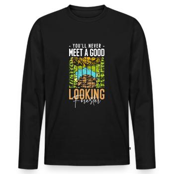 Forêt Chasse Chien Chasse Protection de l’environnement - T-shirt manches longues Premium bio Homme - noir - Devant - Nico (187cm)