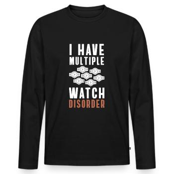 Watch Collector Movement Collector - Men's Premium Organic Long Sleeve Shirt - black - Front - Nico (187cm)