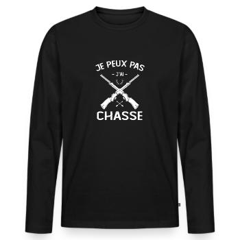 Je Peux Pas J'ai Chasse - T-shirt manches longues Premium bio Homme - noir - Devant - Nico (187cm)