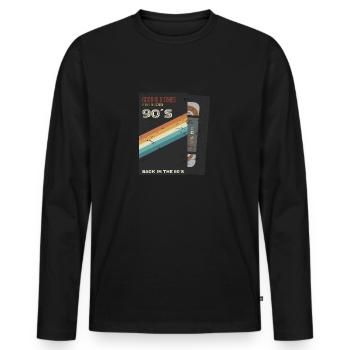 Zurück in die 90´s VHS - Männer Premium Bio Langarmshirt - Schwarz - Vorne - Nico (187cm)