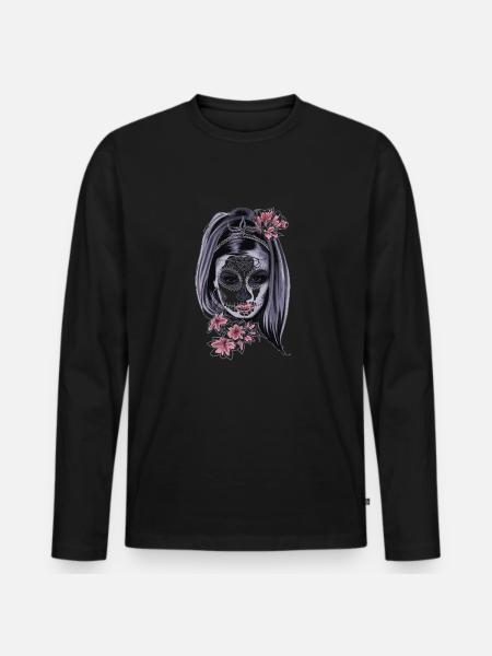 Muerta meksikanske maske hodeskalle tatovering gave - Premium økologisk langermet T-skjorte for menn - svart