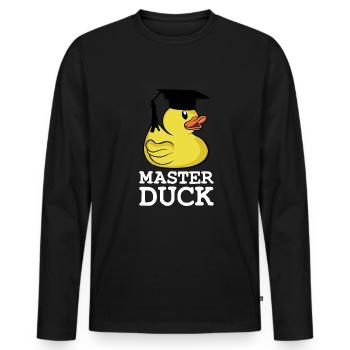 Master Duck Student Masterabschluss Spruch - Männer Premium Bio Langarmshirt - Schwarz - Vorne - Nico (187cm)