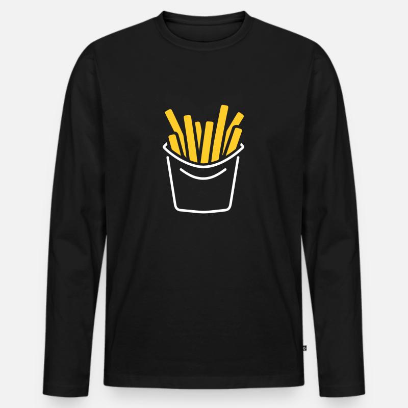 Pommes frites - Männer Premium Bio Langarmshirt - Schwarz