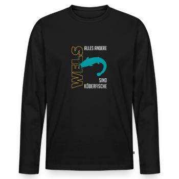 Angeln Waller fischen Sportfischen auf Wels - Männer Premium Bio Langarmshirt - Schwarz - Vorne - Nico (187cm)
