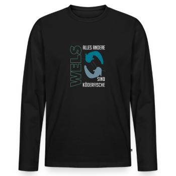 Wels angeln Waller fischen Sportfischen auf Wels - Männer Premium Bio Langarmshirt - Schwarz - Vorne - Nico (187cm)