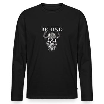 Crâne viking à celui qui a tout laissé derrière lui - T-shirt manches longues Premium bio Homme - noir - Devant - Nico (187cm)