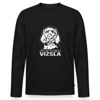 Wirehaired Vizsla life is better Dogs Wilsigns - Men's Premium Organic Long Sleeve Shirt - black - Front - Nico (187cm)