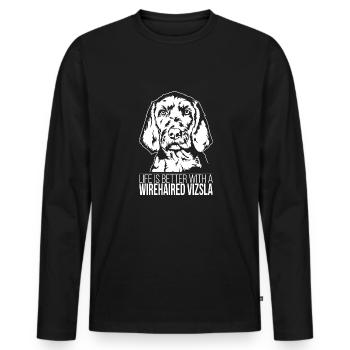 Wirehaired Vizsla life is better Dogs Wilsigns - Men's Premium Organic Long Sleeve Shirt - black - Front - Nico (187cm)