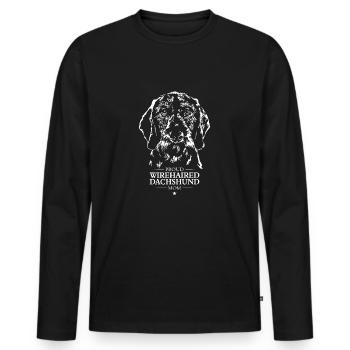 Teckel à poil dur Maman Teckel à poil dur Wilsigns - T-shirt manches longues Premium bio Homme - noir - Devant - Nico (187cm)
