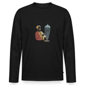 Doner Kebab Retro Style Vintage - T-shirt manches longues Premium bio Homme - noir - Devant - Nico (187cm)