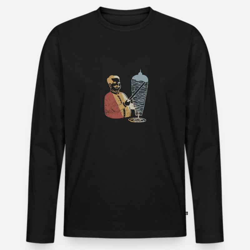 Döner Kebab Retro Style Vintage - Männer Premium Bio Langarmshirt - Schwarz