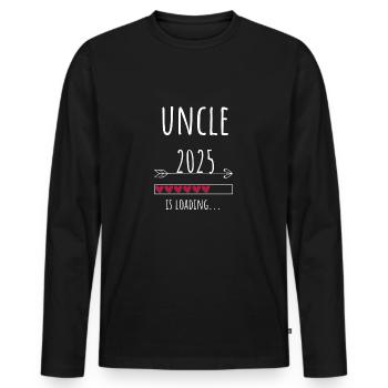 Annonce de la grossesse Future Uncle 2025 - T-shirt manches longues Premium bio Homme - noir - Devant - Nico (187cm)