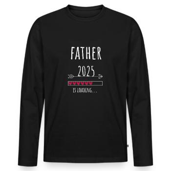Annonce de la grossesse Future Father 2025 - T-shirt manches longues Premium bio Homme - noir - Devant - Nico (187cm)
