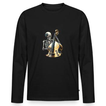 Le squelette joue de la contrebasse - T-shirt manches longues Premium bio Homme - noir - Devant - Nico (187cm)