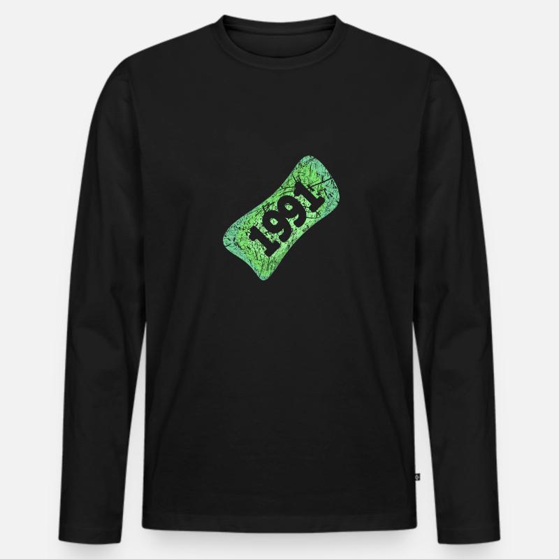 Witzig 1991 - Männer Premium Bio Langarmshirt - Schwarz