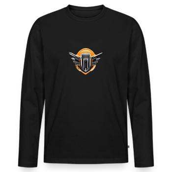 Logo Motor - Männer Premium Bio Langarmshirt - Schwarz - Vorne - Nico (187cm)