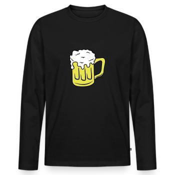 la bière - T-shirt manches longues Premium bio Homme - noir - Devant - Nico (187cm)