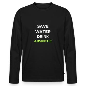 Wasser sparen, Absinth trinken - Männer Premium Bio Langarmshirt - Schwarz - Vorne - Nico (187cm)