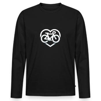 Faire du vélo avec amour - T-shirt manches longues Premium bio Homme - noir - Devant - Nico (187cm)