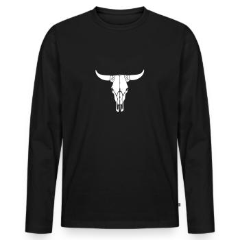 Cow skull - Men's Premium Organic Long Sleeve Shirt - black - Front - Nico (187cm)
