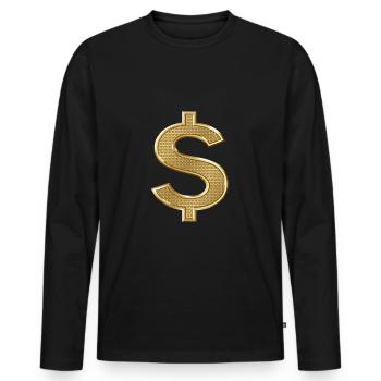 Dollar Dollar Signe Argent Peso Argent - T-shirt manches longues Premium bio Homme - noir - Devant - Nico (187cm)