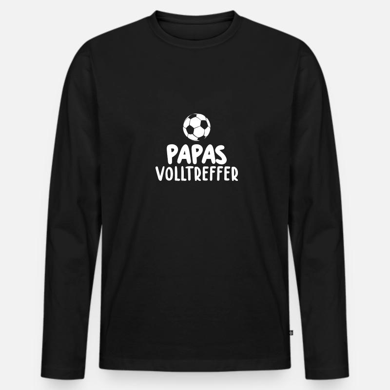 Papas Volltreffer - Männer Premium Bio Langarmshirt - Schwarz