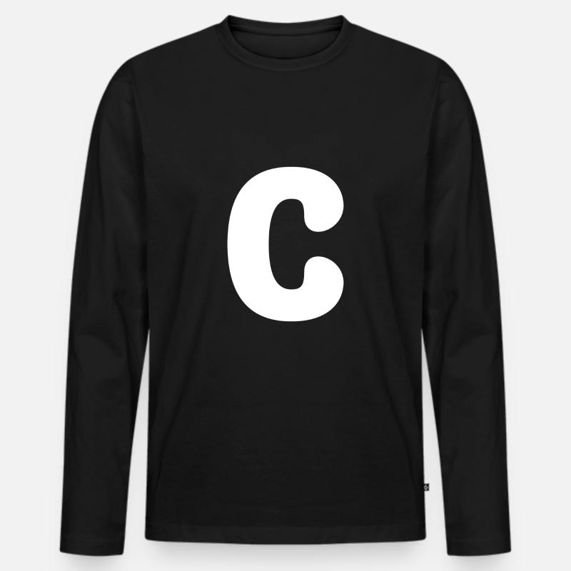 C - Männer Premium Bio Langarmshirt - Schwarz